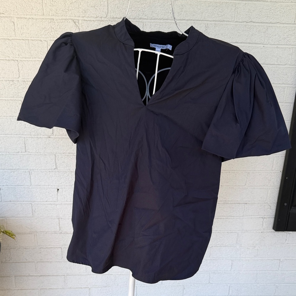 Chico's Navy Puff Sleeve Blouse